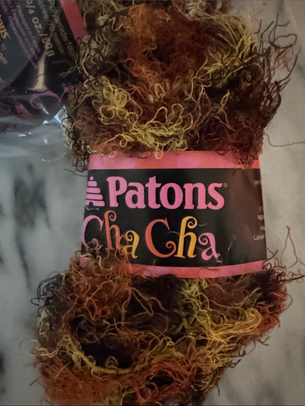 Patons Cha Cha Novelty Eyelash Yarn - Multicolor Rust/Gold lot of 2 -NWT